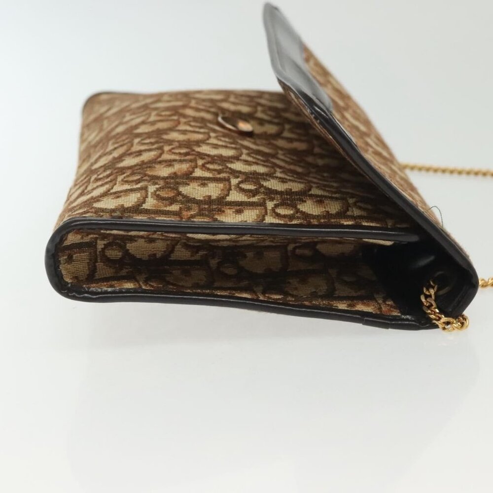 Christian Dior Trotter Canvas Chain Shoulder Bag Brown Gold Auth gh553 - Picture 5 of 16